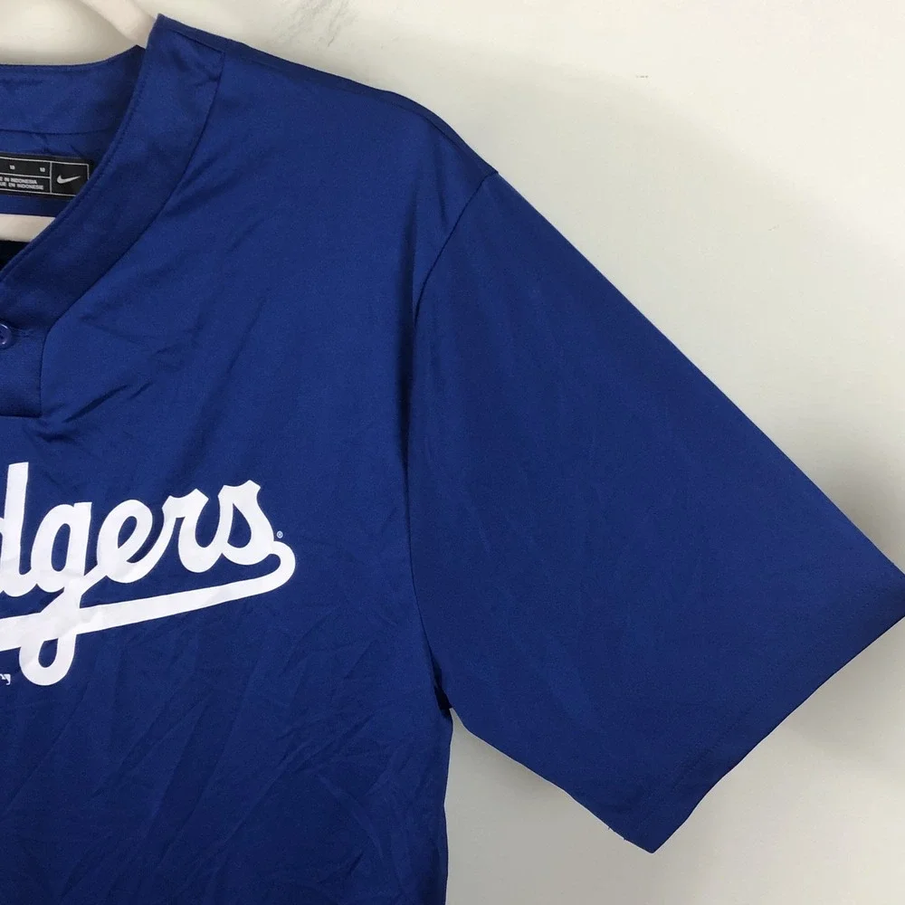 Nike MLB Los Angeles Dodgers Pullover #9 Baseball Jersey Men's Sz M Blue White